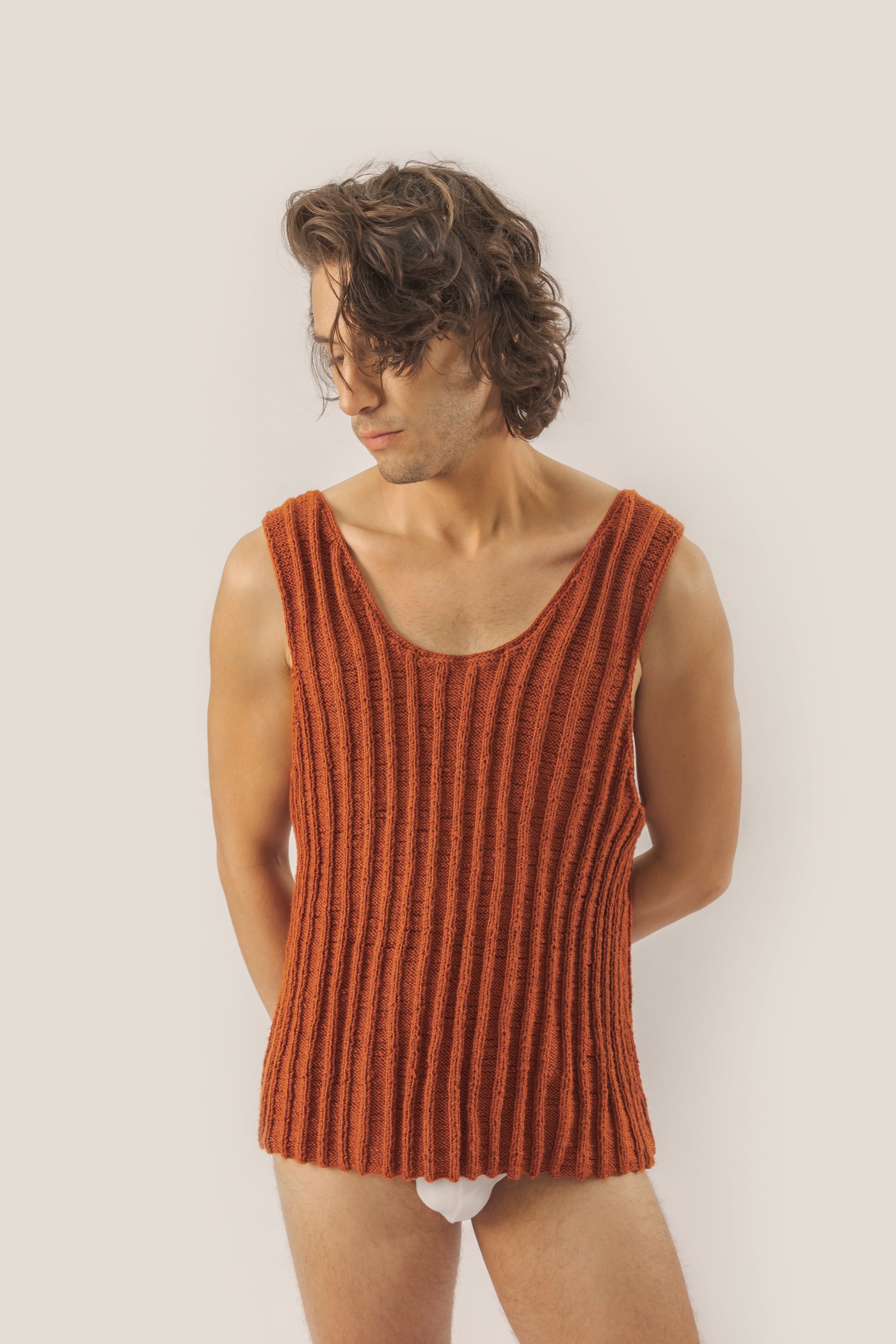 camisilla tejida color naranja