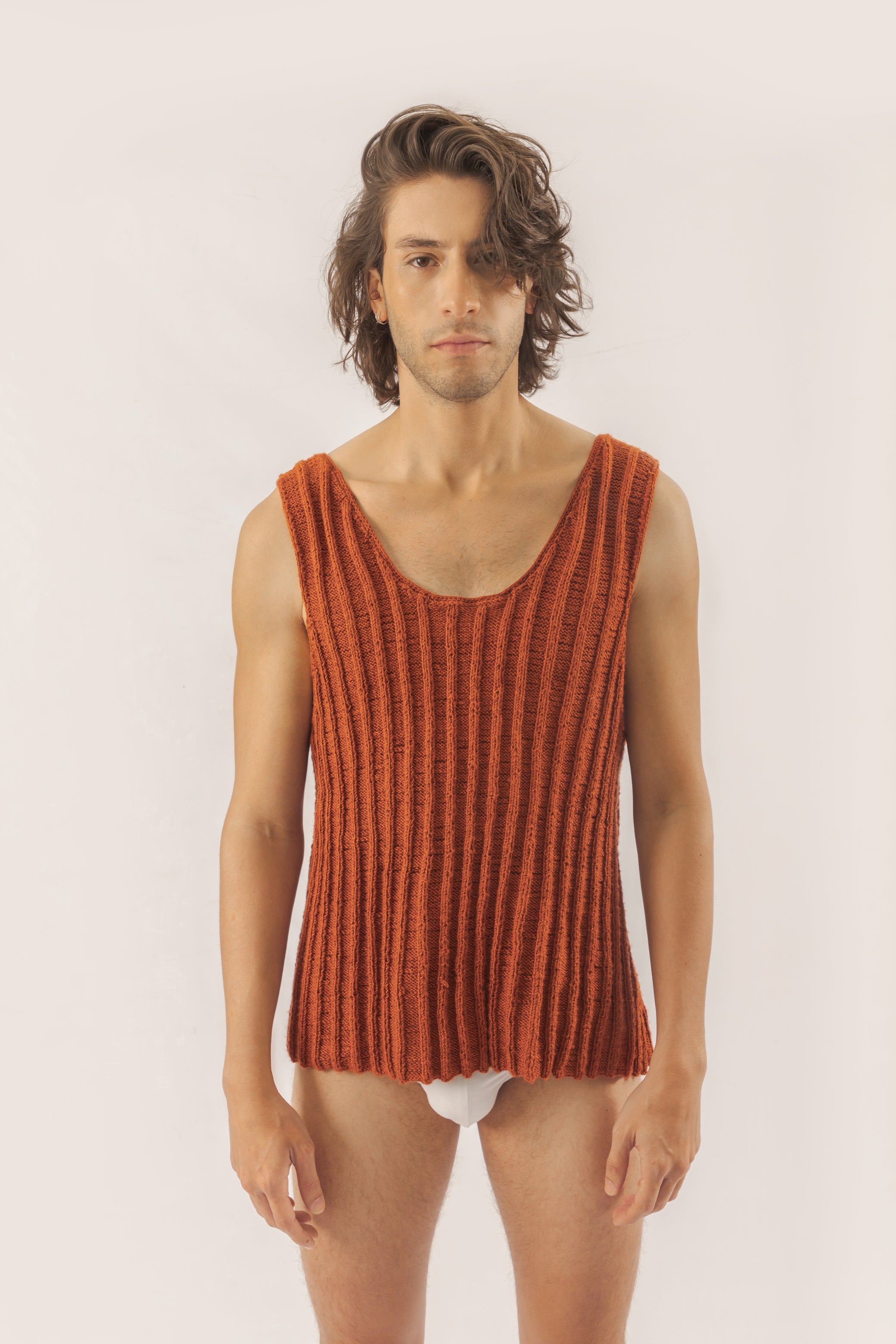 camisilla tejida color naranja