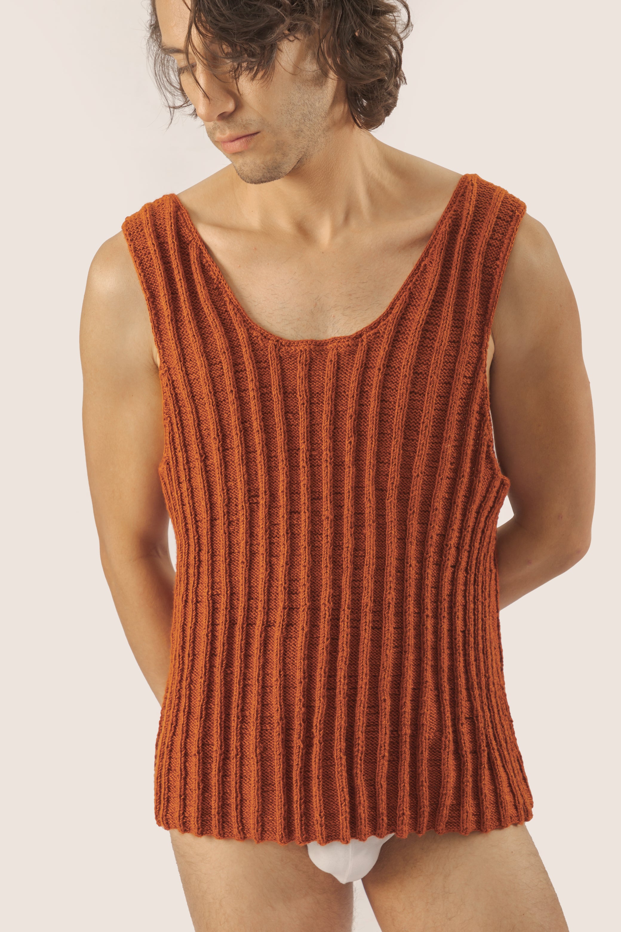 camisilla tejida color naranja